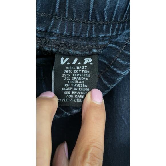 VIP Cargo Jogger Pants Jr Size 5/27 PullOn Elastic Waistband Ankle Stretch Blue - Picture 3 of 5